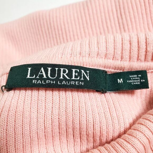 Lauren Ralph Lauren Womens Pink Turtleneck Sweater Size M LRL VTG 90s Cotton - Picture 8 of 10